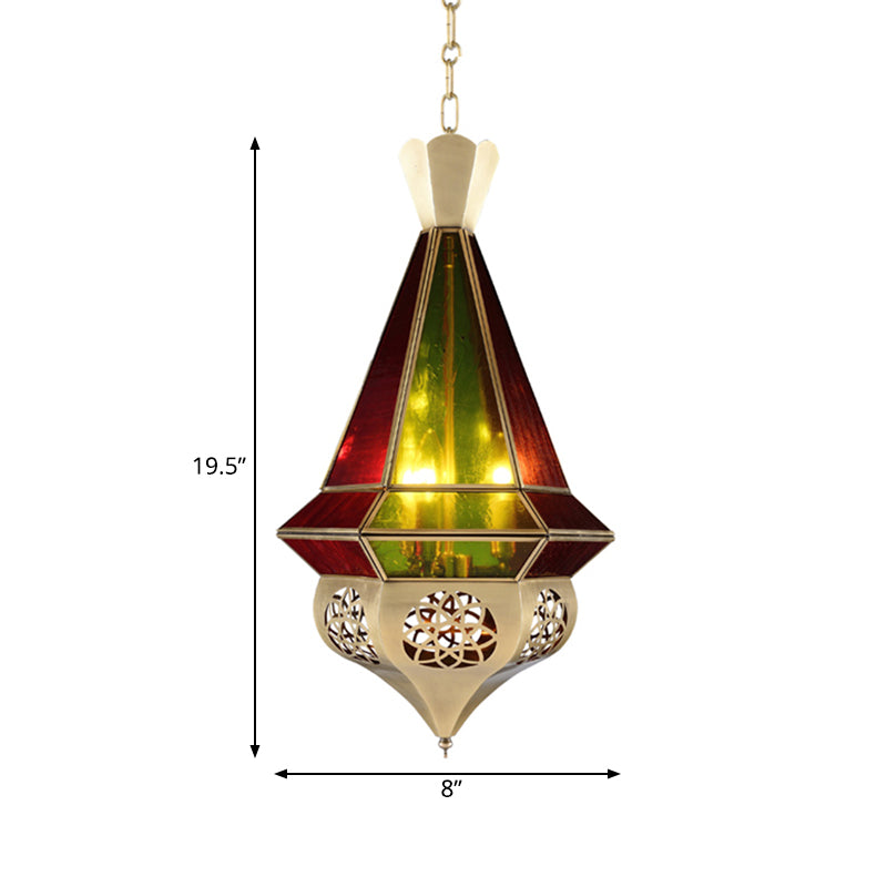 Metal Tapered Hanging Pendant Art Deco 3-Light Restaurant Ceiling Chandelier with Hollow Decor