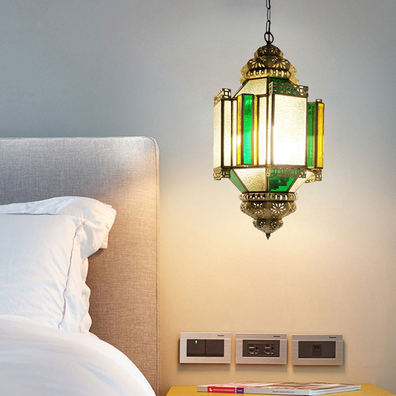 Lampadino a 3 luci in ottone lampadario arabico glassati in vetro a sospensione Light per portico