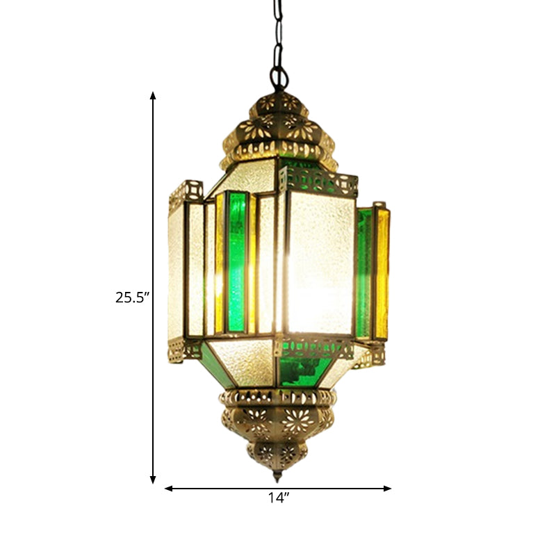 Lampadino a 3 luci in ottone lampadario arabico glassati in vetro a sospensione Light per portico