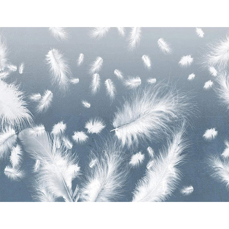 Nordic Feather Wall Mural in Plain White Home Decoration Wall Art, Full Size