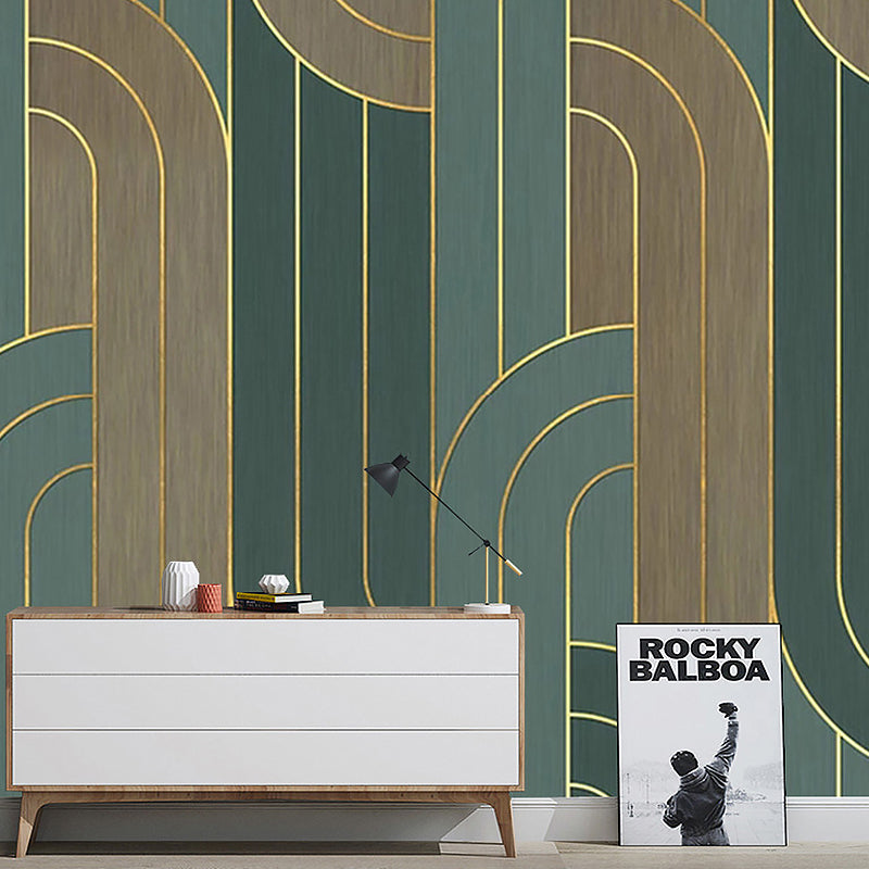 Stain-Resistant Mural Wallpaper Geometries and Stripe Personalized Size Contemporary Wall Art for Accent Wall