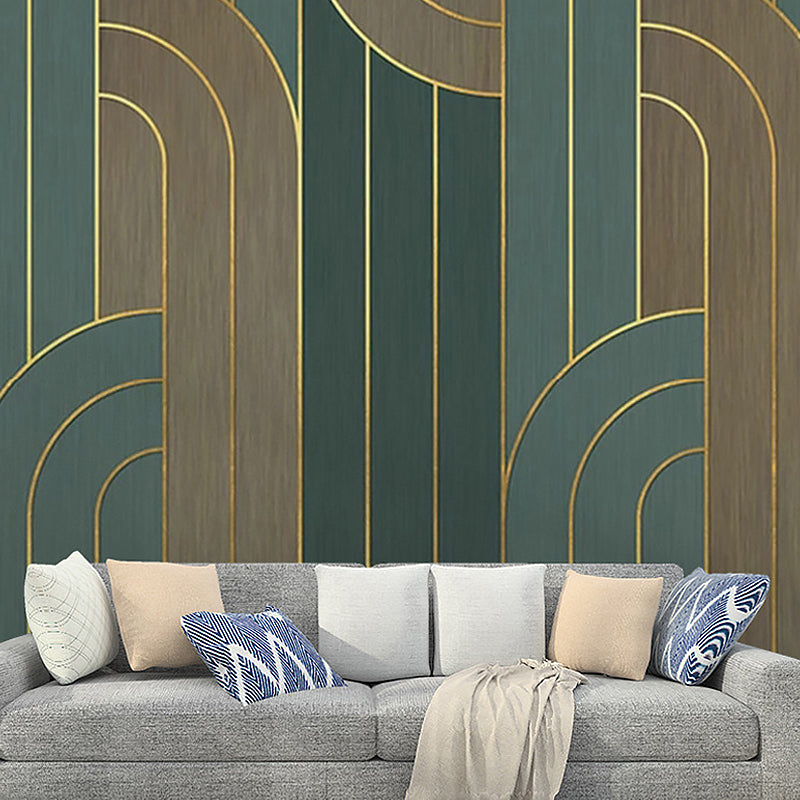 Stain-Resistant Mural Wallpaper Geometries and Stripe Personalized Size Contemporary Wall Art for Accent Wall