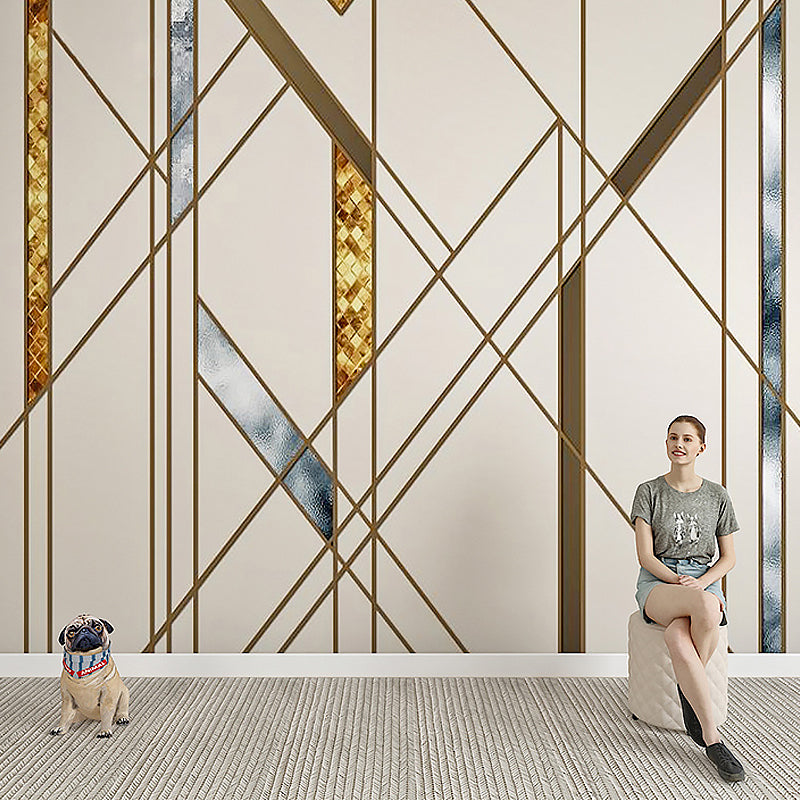 Full Size Wall Art Brown and Beige Geometries of Irregular Pattern Non-Woven Murals for Decoration, Made to Measure