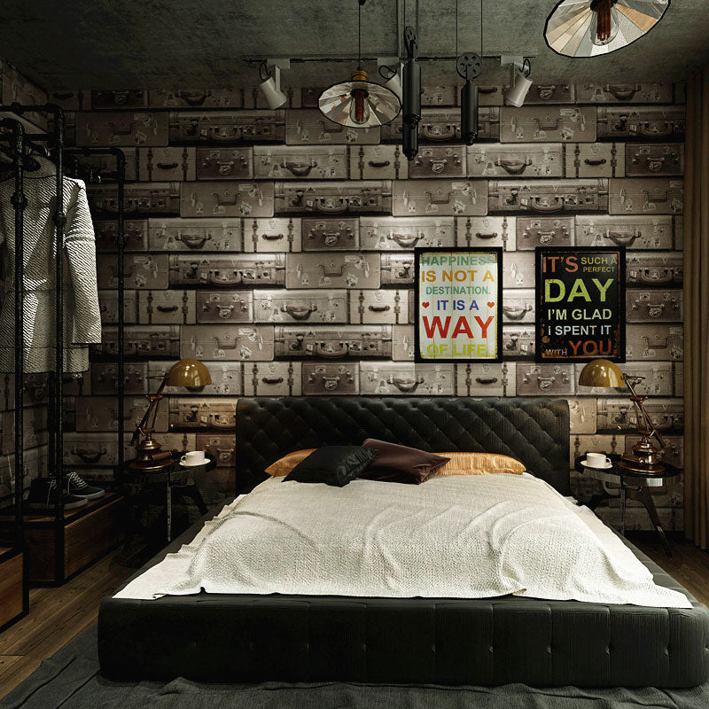 Industrial Grey Brick Wallpaper Roll Waterproof Non-Pasted Wall Covering, 20.5 in x 33 ft