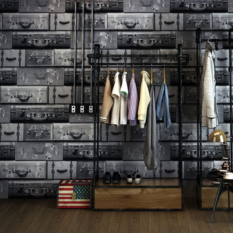 Industrial Grey Brick Wallpaper Roll Waterproof Non-Pasted Wall Covering, 20.5 in x 33 ft