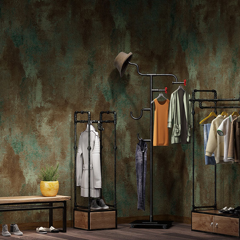 Vinyl Wall Decor Non-Pasted Cement Wallpaper Roll in Pastel Green for Accent Wall