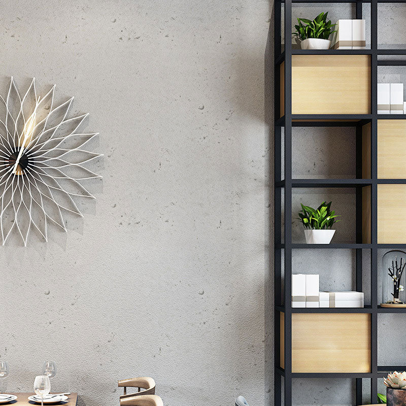 Coffee Shop Wallpaper Industrial Grey Cement Wall Covering, Non-Pasted