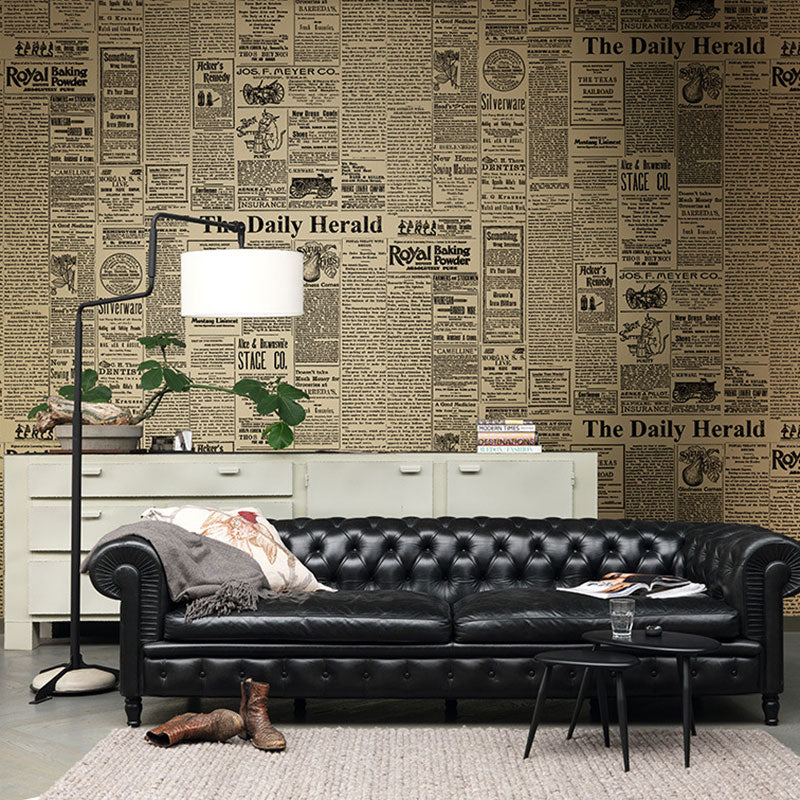 Soft Color Newspaper Wallpaper 57.1 sq ft. Non-Pasted Waterproof Wall Covering