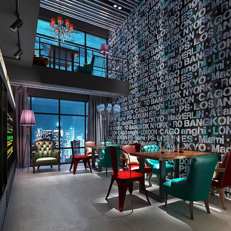 Light Color Wall Covering 33-foot x 20.5-inch Non-Pasted PVC English Letter Wallpaper Roll