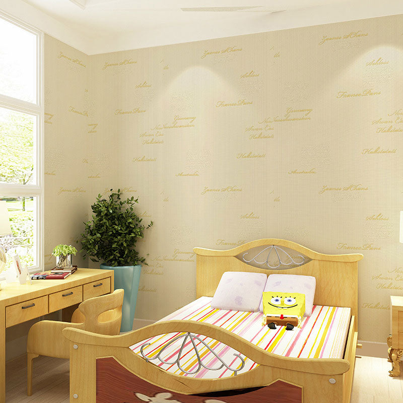 Soft Color Letter Wallpaper Decorative Non-Pasted Wall Covering, 20.5-inch x 31-foot