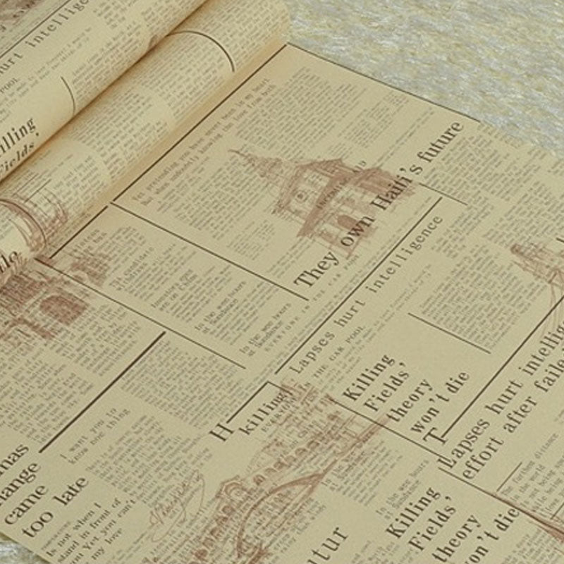 33' x 20.5" Vintage Wallpaper Newspaper Non-Pasted Wall Decor in Natural Color