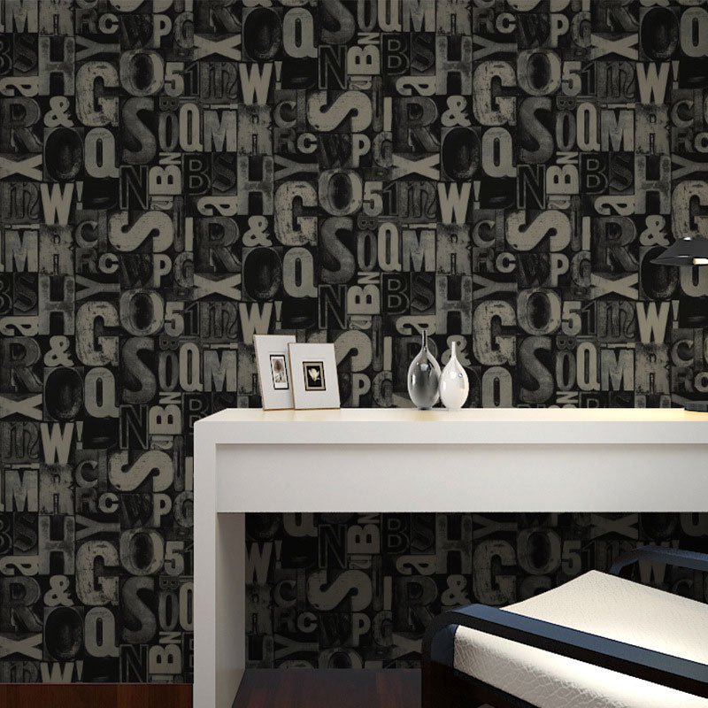 Living Room Wallpaper Roll with Soft Color English Letter Design, 57.1 sq ft., Non-Pasted