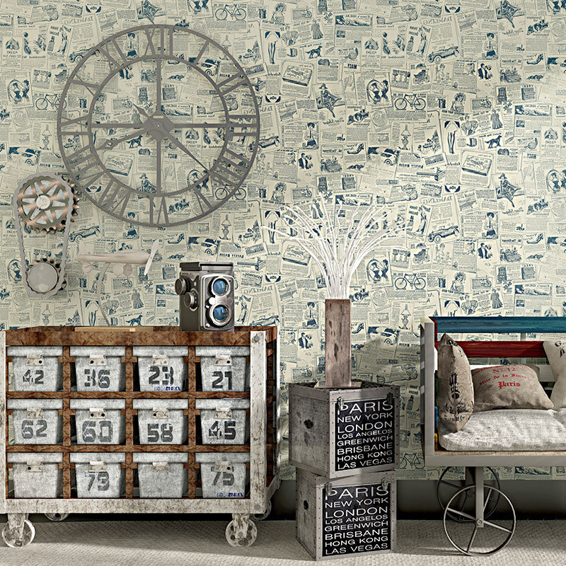 Non-Pasted Wallpaper 33' x 20.5" Traditional Newspaper Wall Decor for Coffee Shop