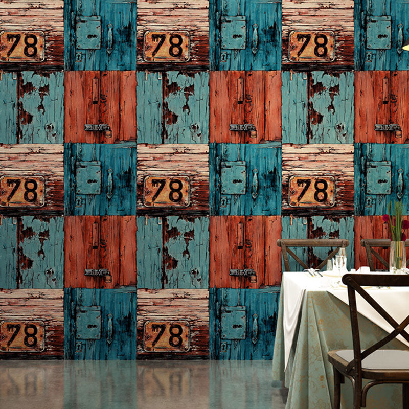 Number and Faux Wood Wallpaper Neutral Color Non-Pasted Wall Decor, 33-foot x 20.5-inch