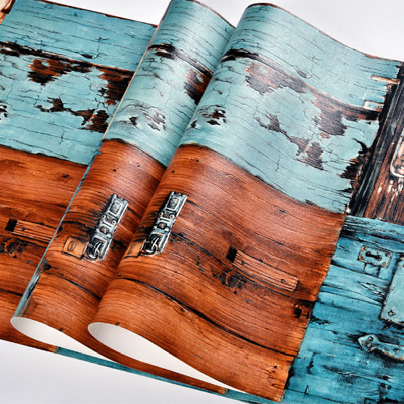 Number and Faux Wood Wallpaper Neutral Color Non-Pasted Wall Decor, 33-foot x 20.5-inch