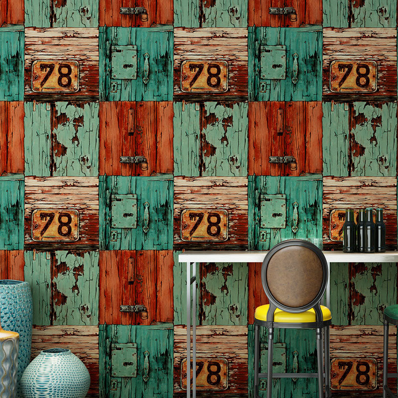 Number and Faux Wood Wallpaper Neutral Color Non-Pasted Wall Decor, 33-foot x 20.5-inch