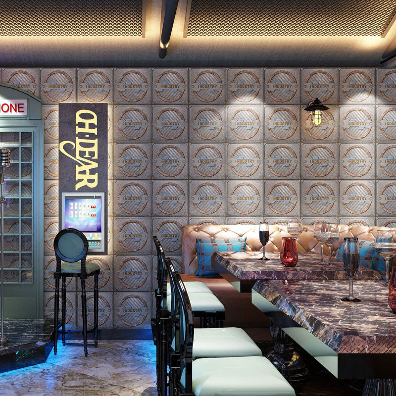 Grid and Circle Wallpaper Roll Non-Pasted Plaster Wall Covering, 31'L x 20.5"W