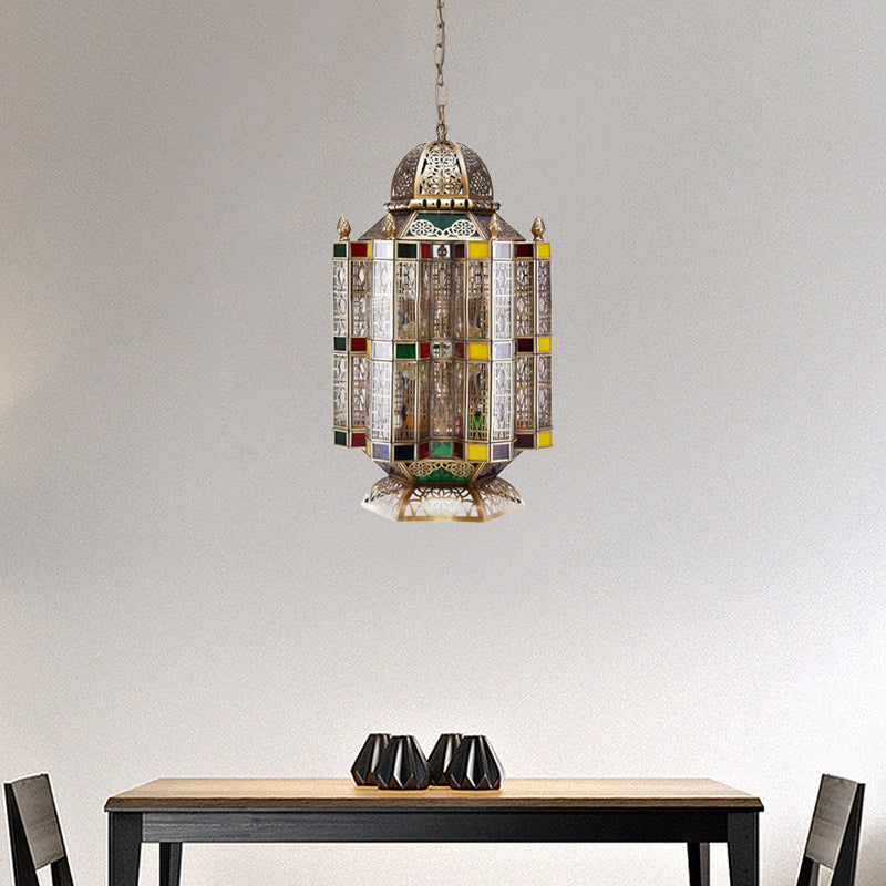 Geometric Restaurant Hanging Pendant Art Deco Metal 6-Light Brass Chandelier Lighting Fixture