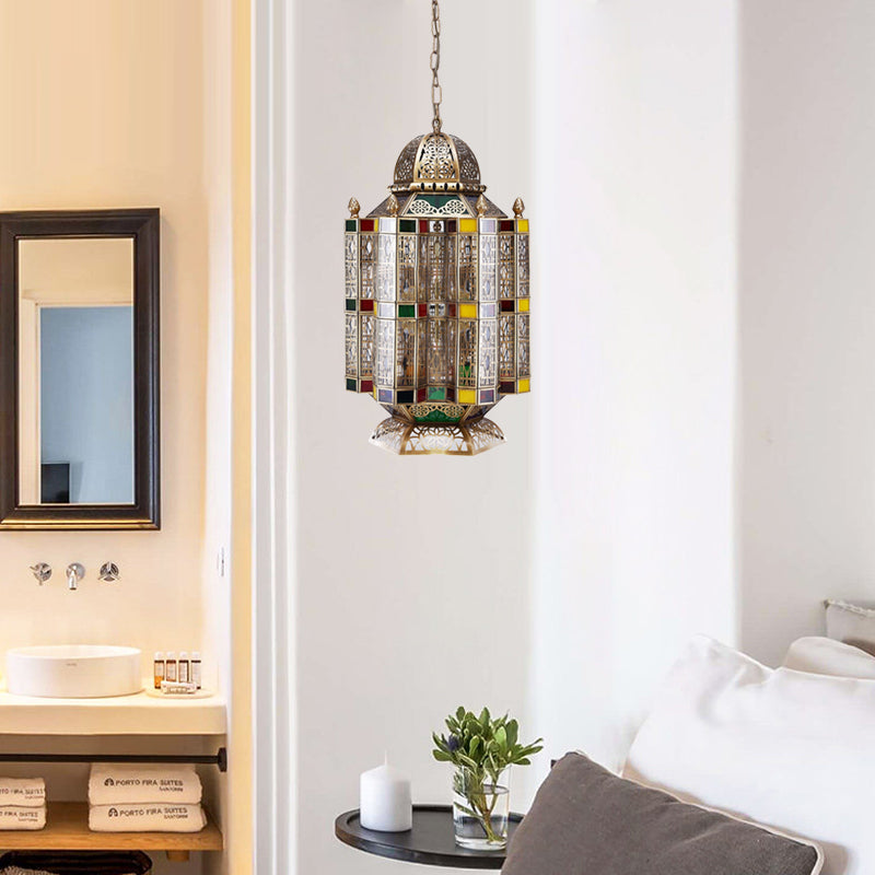 Geometric Restaurant Hanging Pendant Art Deco Metal 6-Light Brass Chandelier Lighting Fixture