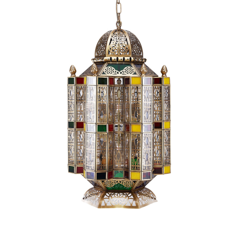 Geometric Restaurant Hanging Pendant Art Deco Metal 6-Light Brass Chandelier Lighting Fixture