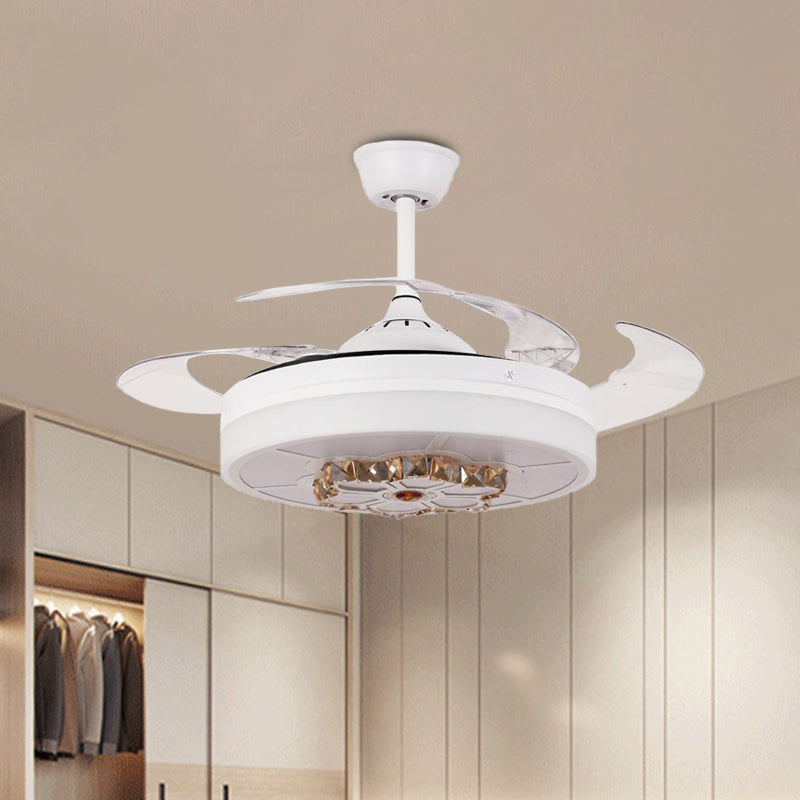 3 lames tambour semi-rince modernisme blanc crêpe cristallin de la lampe pour le salon, 19 "de largeur
