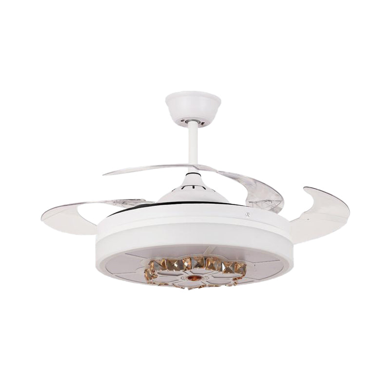 3 lames tambour semi-rince modernisme blanc crêpe cristallin de la lampe pour le salon, 19 "de largeur