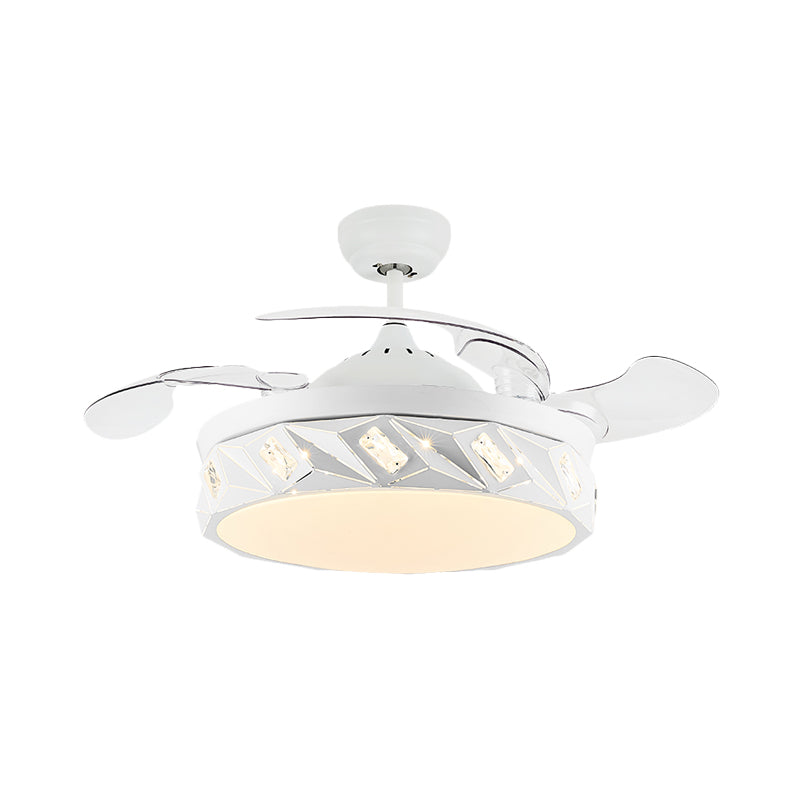 19,5 "W Geométrique de plafond Éclair LED MÉTAle moderne LED BLANC SEMI LAMPE MONT AVEC ACCENTEMENT DE CRISTAL ET 4 lames