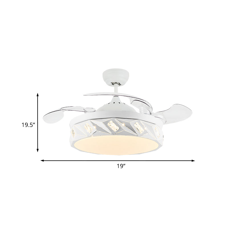 19,5 "W Geométrique de plafond Éclair LED MÉTAle moderne LED BLANC SEMI LAMPE MONT AVEC ACCENTEMENT DE CRISTAL ET 4 lames