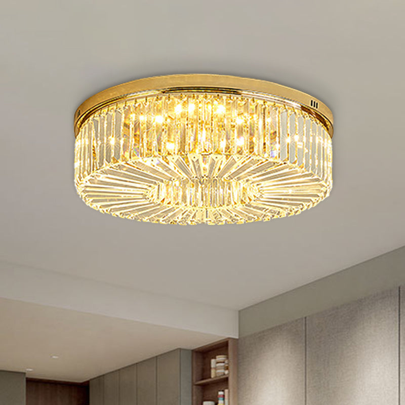 Drum LED Flush Mount Ceiling Licht Einfachheit Gold Crystal Flush Mount Vertiefte Beleuchtung für Schlafzimmer