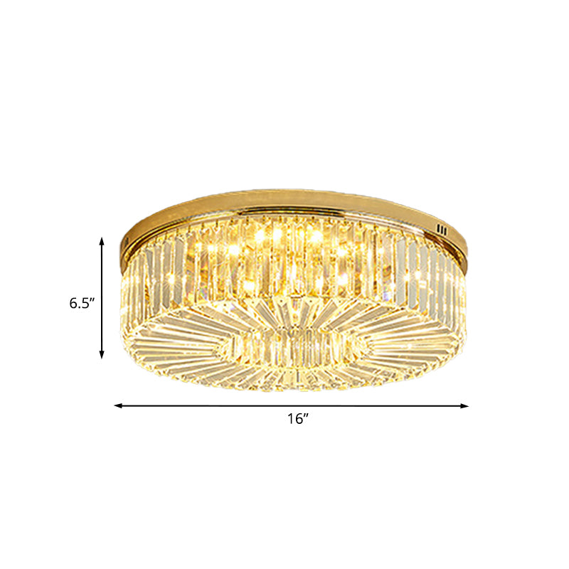 Drum LED Flush Mount Ceiling Licht Einfachheit Gold Crystal Flush Mount Vertiefte Beleuchtung für Schlafzimmer