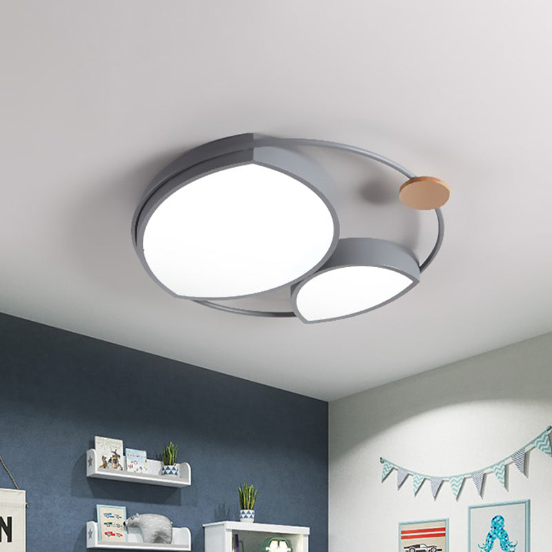 Grey Finish Arc Ceiling Flush Nordic Style LED Metal Flush Mount Lamp Fixture for Bedroom