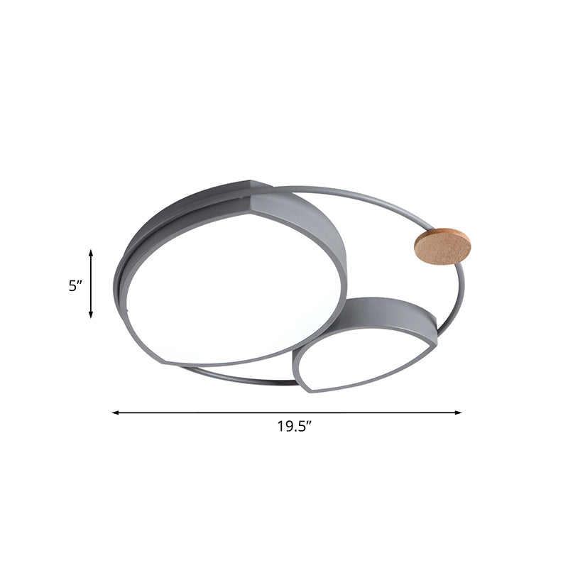 Grey Finish Arc Ceiling Flush Nordic Style LED Metal Flush Mount Lamp Fixture for Bedroom