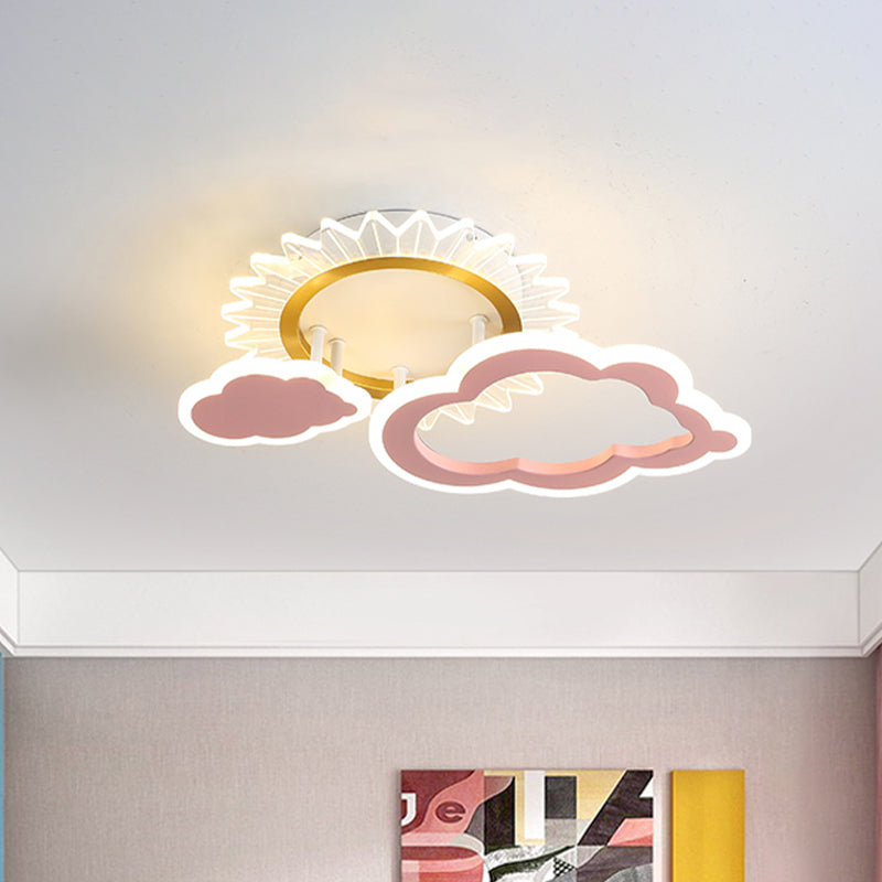 Soleil/arc-en-ciel et nuage encastré dessin animé acrylique LED rose éclairage encastré pour chambre d'enfant