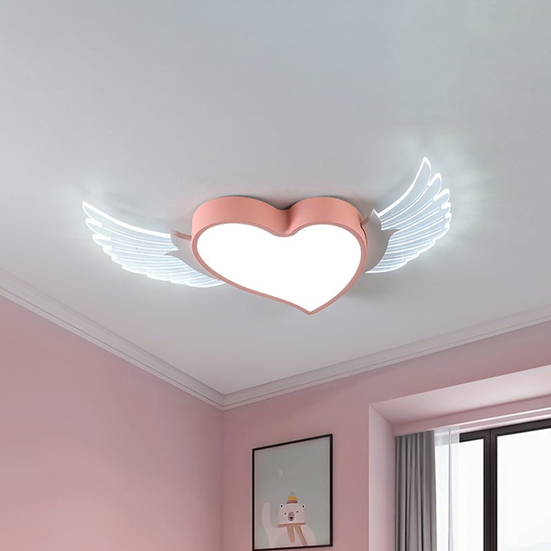 Loving Heart e Wing Flushmount Nordic Metallic LED Rosa Soffitto Montato Illuminazione