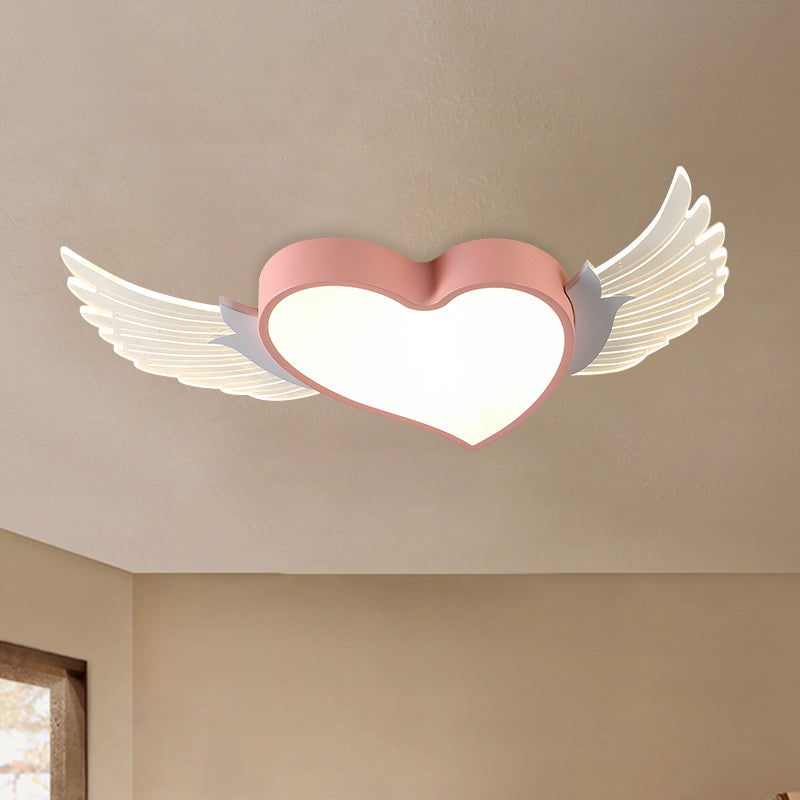 Loving Heart e Wing Flushmount Nordic Metallic LED Rosa Soffitto Montato Illuminazione
