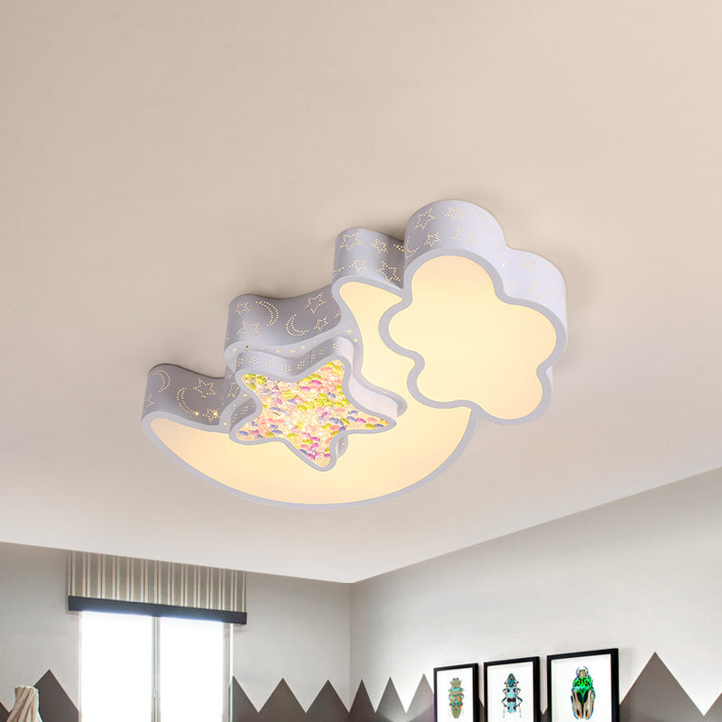 Acrylic Starry Sky Flush Light Fixture Nordic LED Flush Mounted Lamp in White/Pink/Blue for Child Bedroom