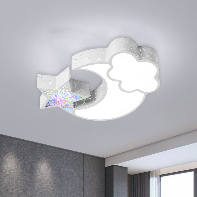 Acrylic Starry Sky Flush Light Fixture Nordic LED Flush Mounted Lamp in White/Pink/Blue for Child Bedroom