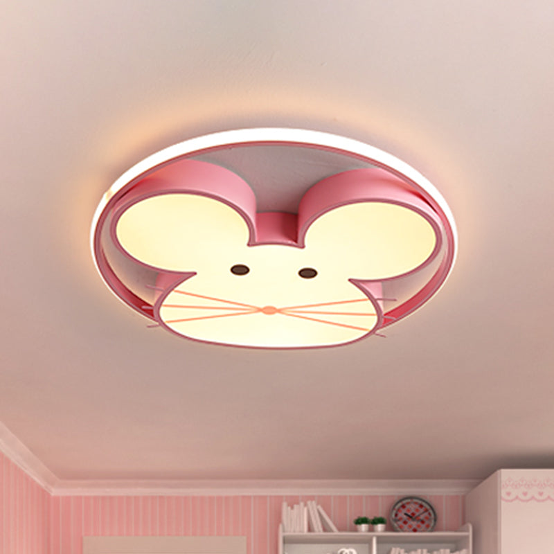 Rosa Finish Maus Decke Flush Cartoon-Stil LED Acryl Flush Mount Beleuchtung in Weiß/Warm Licht