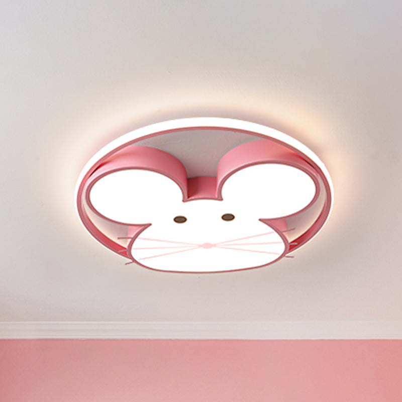 Rosa Finish Maus Decke Flush Cartoon-Stil LED Acryl Flush Mount Beleuchtung in Weiß/Warm Licht