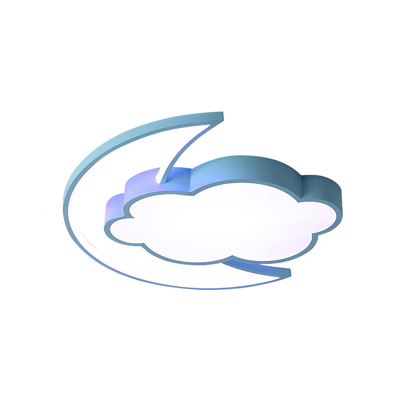 Macaron Moon and Cloud Plafonnier LED en acrylique pour chambre d'enfant Bleu/rose