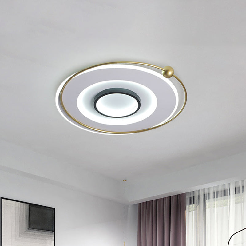 Gold Round Ceiling Mounted Fixture Modern LED Acrylic Flushmount Lighting in White/Warm Light