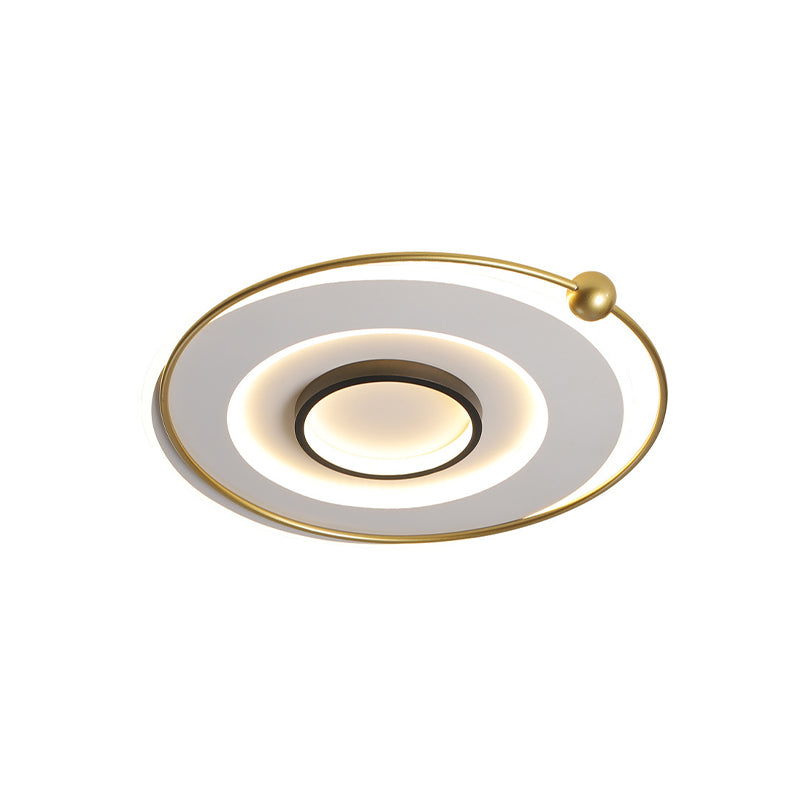 Gold Round Ceiling Mounted Fixture Modern LED Acrylic Flushmount Lighting in White/Warm Light
