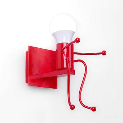 Sitting People Shaped Night Light Metal Single Bulb Modern Stylish Wall Light in Red
