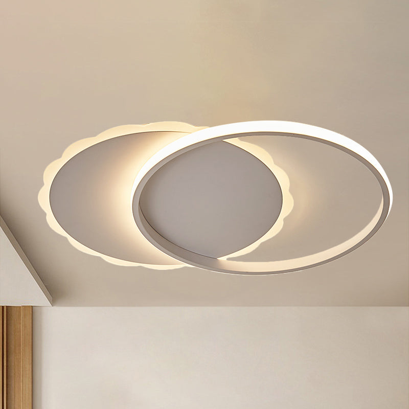 Moon Semi Flush Light Modern Acrylic LED White/Coffee Brown Ceiling Light Fixture in Warm/White/Natural Light