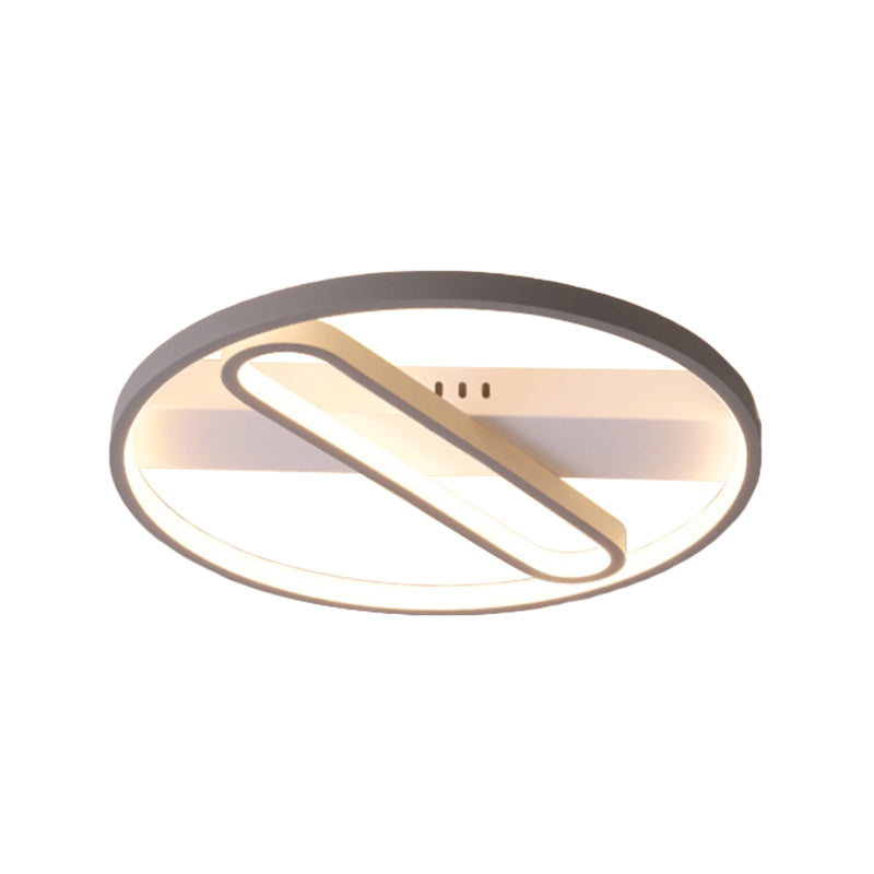 Lampada da soffitto sottile a incasso con struttura geometrica Modernità Metallo grigio LED Flushmount Lampada in luce calda / bianca, 16,5 "/20,5" larghezza