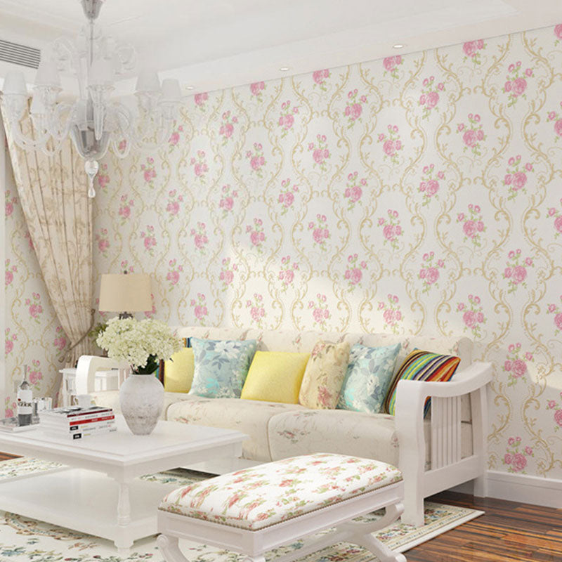 33' x 20,5" Wanddekoration, koreanisches dichtes Blumendesign, nicht verklebte Wandverkleidung in Morandi-Farbe