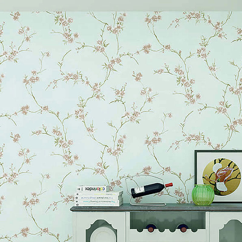 Romantic Flower and Branch Wallpaper Decorative Non-Pasted Wall Covering, 33-foot x 20.5-inch