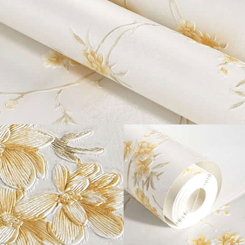 Romantic Flower and Branch Wallpaper Decorative Non-Pasted Wall Covering, 33-foot x 20.5-inch