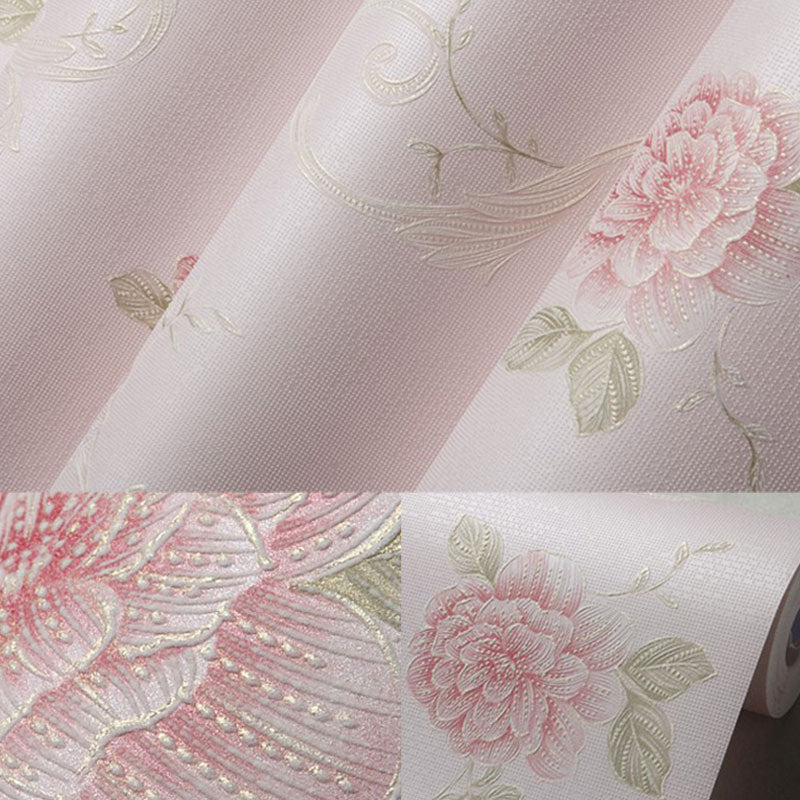 Non-Woven Wallpaper Roll Korean Countryside Non-Pasted Blossoming Flower Wall Covering