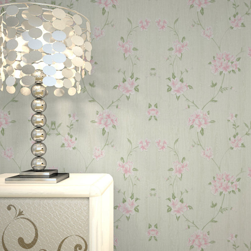 Non-Pasted Wallpaper Roll with Natural Color Garden and Flower Design, 33-foot x 20.5-inch